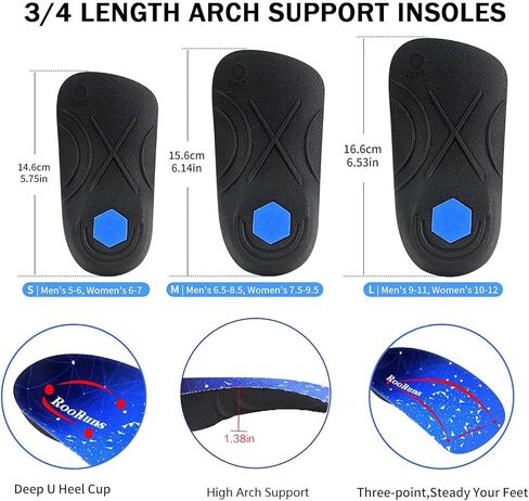Arch Support, 330+ lbs Plantar Fasciitis Insoles, 3/4 Length Orthotic Inserts for Women & Men Heel Pain, Flat Feet,Heavy Duty Strong Support Pain Relief for Walking Running Black Red in Saudi Arabia