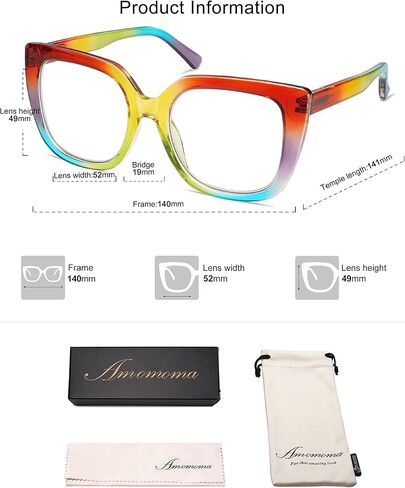 3-Pack Retro Oversized Square Reading Glasses for Women Large Stylish Blue Light Blocking Readers AM6072 in Kuwait