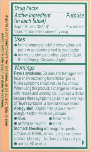 Bayer Children's Chewable, Children's Aspirin Pain Reliever, Orange, 36 ct in Saudi Arabia