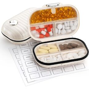 Zannaki Pill Case Portable Small Weekly Travel Pill Organizer, Cute Moisture Proof Pill Box Holder for Pocket Purse Bag, Daily Mini Pocket Pharmacy Medicine Container for Vitamin, Fish Oil, Supplement in Saudi Arabia
