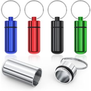 Portable Pill Case, (5 Pack) Waterproof Aluminum Organizer Small Pocket Pill Box Container Holde Storage Drug Container with Keychain for Purse for Travel Outdoor Camping Traveling in Kuwait