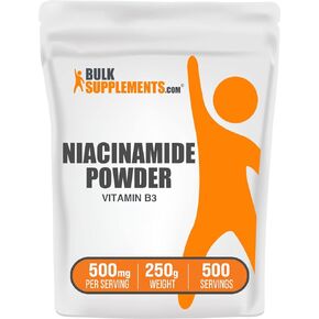 BULKSUPPLEMENTS.COM مسحوق النياسيناميد - مكمل النياسيناميد، مكمل فيتامين ب3، النياسيناميد 500 مجم - فيتامينات ب3 لصحة البشرة، نقية وخالية من الغلوتين - 500 مجم لكل وجبة، 250 جم (8.8 أونصة) in Saudi Arabia