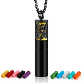 Essential Oil Necklaces for Women/Men, Diffuser Necklace 316L Stainless Steel, Diffuser Pendant for Men with 10 Felt Pads, Aromatherapy Necklace Gift Set for Birthday, Christmas