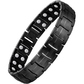 Magnetic Bracelet for Men - 4 Elements Stainless steel Bracelet with Double Row Magnets Bracelet Adjustable Length with Sizing Tool