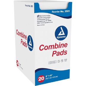 Dynarex Combine Pads, Sterile, 5 x 9 Inch, 20 Count