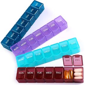 كونونيا شهريًا، 4 عبوات منظم حبوب منع الحمل الصغيرة الأسبوعية، صندوق حبوب السفر، علب حبوب صغيرة in Kuwait