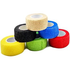 Self Adherent Wrap Tape Medical Cohesive Bandages Flexible Stretch Athletic Strong Elastic First Aid Tape for Sports Sprain Swelling and Soreness on Wrist and Ankle colorful 6 Pack 1Inch X 5Yards in Saudi Arabia
