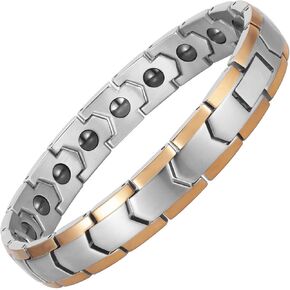 PUJANE Magnetic Bracelets for Men Women, 316L Stainless Steel Clasp Bracelet with Hematite Magnets, Magnetic Energy Jewelry Gift with Adjustment Tool
