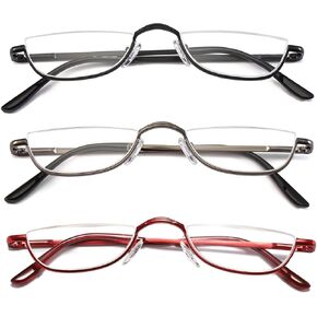 DXYXYO Half Moon Reading Glasses for Women Men Small Semi Frame Metal Spring Hinge Readers in Saudi Arabia