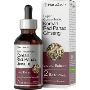 Korean Red Ginseng | 2 fl oz Liquid Extract | Panax Ginseng | Vegetarian, Non-GMO, Gluten Free Supplement | by Horbaach in Saudi Arabia