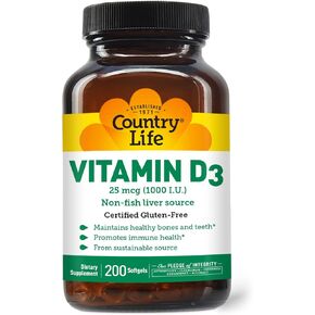 Country Life - Vitamin D3, Non-fish 1000 IU - 100 Softgels