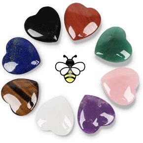 NatureWonders 8 Worry Stones Thumb Stones (Booklet, Pouch, Gift Box) Chakra Stones, Palm Stones, Healing Crystals, Powerful & Popular, Stress Anxiety Relief, Meditation, Reiki