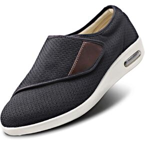 Mens Diabetic Edema Shoes Extended Widths Lightweight Walking Sneakers Adjustable Strap Easy On/Off with 3 Pairs Insoles Replacement for Support Elderly Swollen Feet in Saudi Arabia