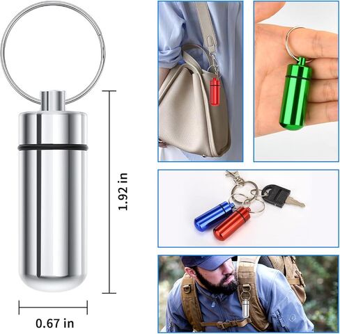 Portable Pill Case, (5 Pack) Waterproof Aluminum Organizer Small Pocket Pill Box Container Holde Storage Drug Container with Keychain for Purse for Travel Outdoor Camping Traveling in Kuwait