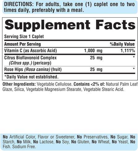 Puritan's Pride Vitamin C 1000mg with Rose Hips for Immune Supports by Puritan's Pride to Support a Healthy Immune System 250 Caplets in Saudi Arabia