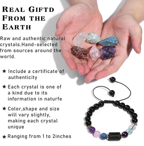 GolbalJew Aquarius Crystals Gift Set, Zodiac Signs Healing Crystals Birthstones with Horoscope Box Set Aquarius Astrology Crystal Bracelet Healing Stones Gifts in Kuwait