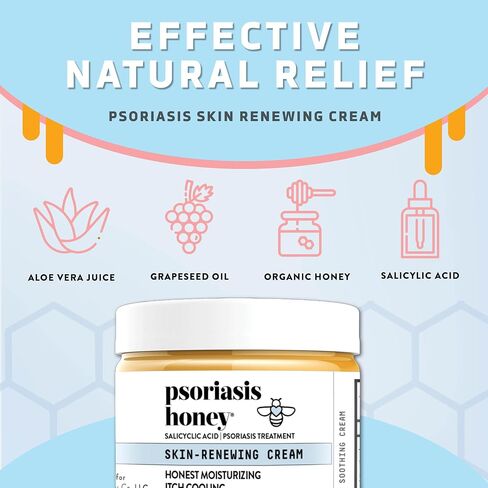 PSORIASIS HONEY Skin-Renewing Cream - Psoriasis Cream for Dry Skin - Daily Ointment & Moisturizer for Eczema Or Sensitive Skin - Psoriasis Lotion for Itchy Skin Relief (4oz) in Saudi Arabia