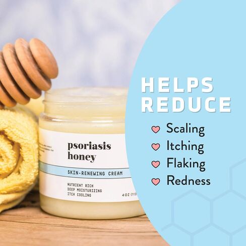 PSORIASIS HONEY Skin-Renewing Cream - Psoriasis Cream for Dry Skin - Daily Ointment & Moisturizer for Eczema Or Sensitive Skin - Psoriasis Lotion for Itchy Skin Relief (4oz) in Saudi Arabia