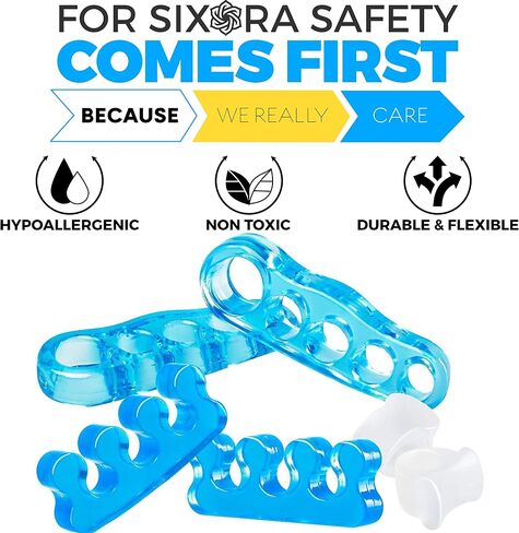 Sixora Premium Gel Toe Separators for Overlapping Toes, Toe Straighteners & Spacers, Hammer Toe & Bunion Corrector/Correct Your Toes Naturally! in Saudi Arabia