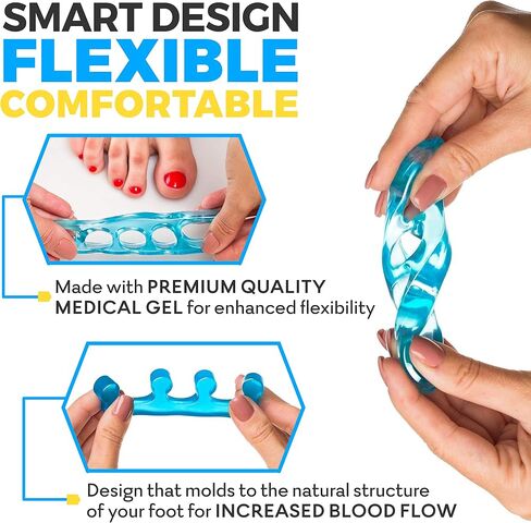 Sixora Premium Gel Toe Separators for Overlapping Toes, Toe Straighteners & Spacers, Hammer Toe & Bunion Corrector/Correct Your Toes Naturally! in Saudi Arabia
