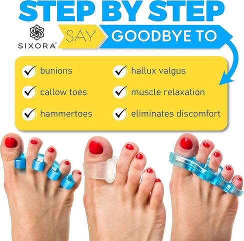Sixora Premium Gel Toe Separators for Overlapping Toes, Toe Straighteners & Spacers, Hammer Toe & Bunion Corrector/Correct Your Toes Naturally! in Saudi Arabia
