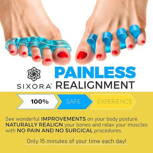 Sixora Premium Gel Toe Separators for Overlapping Toes, Toe Straighteners & Spacers, Hammer Toe & Bunion Corrector/Correct Your Toes Naturally! in Saudi Arabia