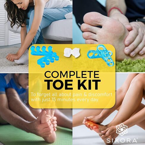 Sixora Premium Gel Toe Separators for Overlapping Toes, Toe Straighteners & Spacers, Hammer Toe & Bunion Corrector/Correct Your Toes Naturally! in Saudi Arabia