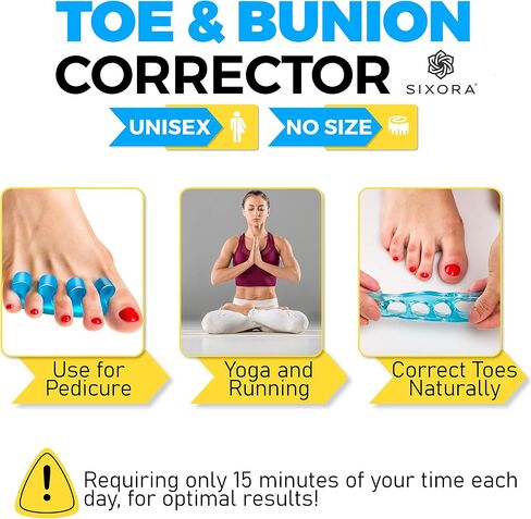 Sixora Premium Gel Toe Separators for Overlapping Toes, Toe Straighteners & Spacers, Hammer Toe & Bunion Corrector/Correct Your Toes Naturally! in Saudi Arabia