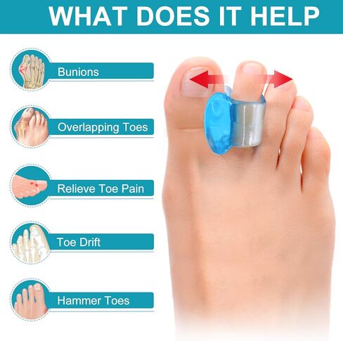 سوميفن فواصل جل لاصابع القدم، فواصل اصابع القدم متوسطة الحجم ومصحح ورم ابهام القدم، تخفف الام ورم ابهام القدم وتوفر الدعم المتداخل لاصابع القدم، 12 قطعة - ازرق in Kuwait