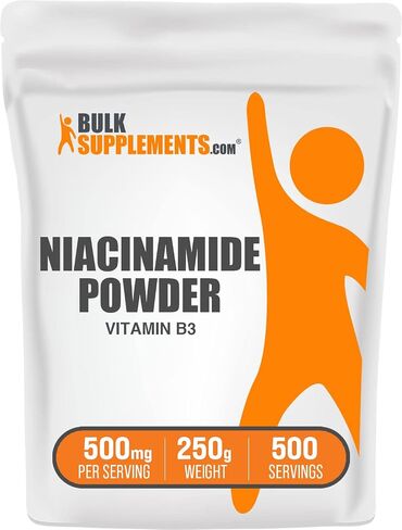 BulkSupplements.com Niacinamide Powder - Niacinamide Supplement, Vitamin B3 Supplement, Niacinamide 500mg - B3 Vitamins for Skin Health, Pure & Gluten Free - 500mg per Serving, 500g (1.1 lbs) in Saudi Arabia