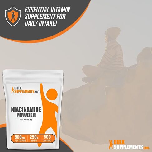 BulkSupplements.com Niacinamide Powder - Niacinamide Supplement, Vitamin B3 Supplement, Niacinamide 500mg - B3 Vitamins for Skin Health, Pure & Gluten Free - 500mg per Serving, 500g (1.1 lbs) in Saudi Arabia