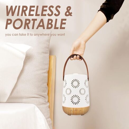 Ceramic Cordless Essential Oil Diffusers, Rechargeable Wireless Diffusers for Essential Oils, Sunflower Portable Ultrasonic Aromatherapy Diffusers with Leather Handle, for Camping Travel Home Office in Kuwait