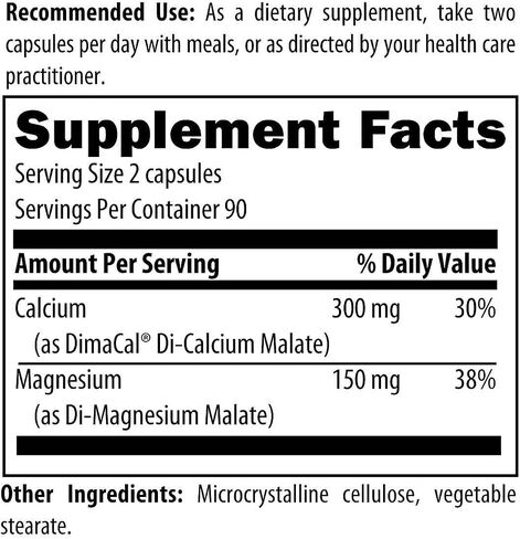 Designs for Health Cal/Mag 2:1 - 150 ملغ من مالات المغنيسيوم المخلب + 300 ملغ من مكملات مالات الكالسيوم - غير معدلة وراثيًا، مغذيات عالية الامتصاص لدعم العظام (180 كبسولة) in Saudi Arabia