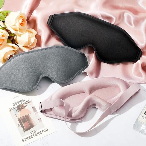 قناع نوم للنساء والرجال، غطاء واقي للرموش، قناع عين ثلاثي الابعاد، قناع عين ساتان للنوم، قناع نوم محيطي للسفر والتامل والقيلولة in Kuwait