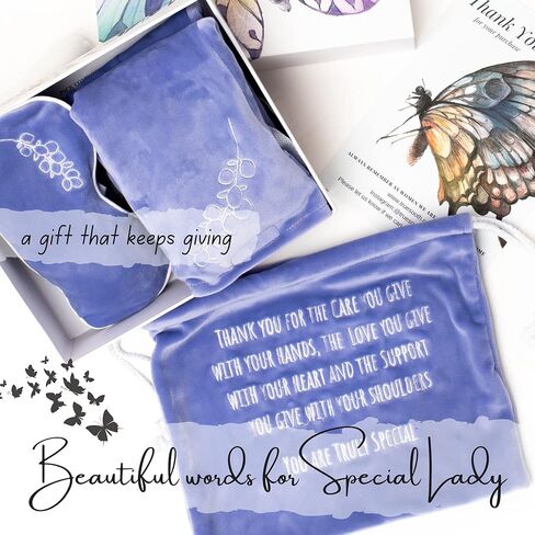 هدايا الاسترخاء للنساء - مجموعة قناع العين وغطاء الرقبة الخزامى الساخن القابل للميكروويف والعين، هدايا للتخلص من التوتر للنساء، هدايا استرخاء للنساء، هدايا عيد الأم، هدايا شكر، هدايا عيد ميلاد للأم in Kuwait