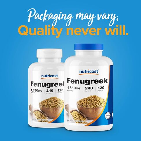 Nutricost Fenugreek Seed 1350mg, 240 Capsules (2 Bottles) - Gluten Free, Non-GMO, 675mg Per Capsule in Saudi Arabia