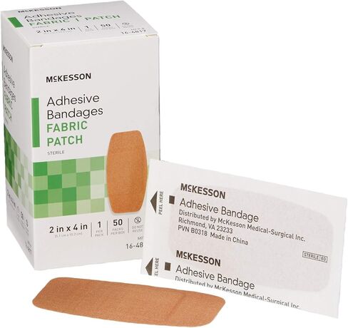 McKesson Adhesive Bandages, Sterile, Fabric Patch, 2 in x 4 in, 50 Count, 1 Pack in Kuwait