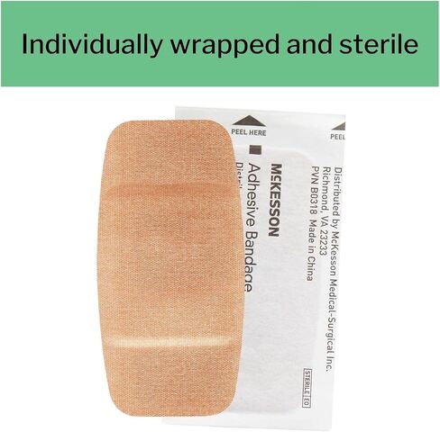 McKesson Adhesive Bandages, Sterile, Fabric Patch, 2 in x 4 in, 50 Count, 1 Pack in Kuwait