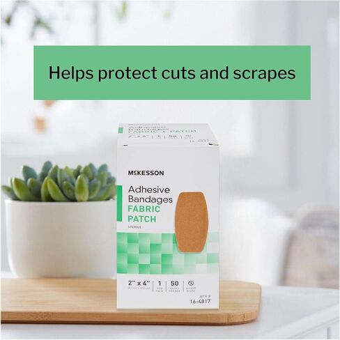 McKesson Adhesive Bandages, Sterile, Fabric Patch, 2 in x 4 in, 50 Count, 1 Pack in Kuwait
