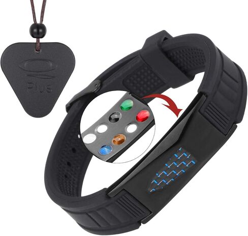 سوار USWEL الرياضي المغناطيسي - مقاوم للماء ويناسب جميع المعصمين والدورة الدموية والطاقة والتوازن (أسود) in Kuwait