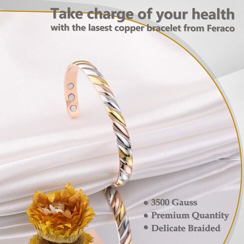 Feraco Copper Magnetic Bracelets for Men Women,Vintage Dragon & Phoenix Pattern Copper Bracelet,99.99% Pure Copper Magnetic Bangles with Gift Box,Gifts for Women Men in Saudi Arabia