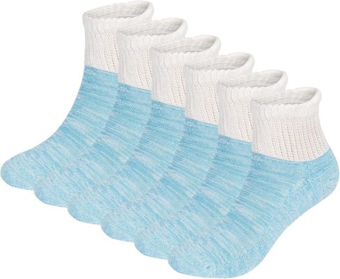 6 أزواج من جوارب الكاحل من الخيزران لمرضى السكري مع مقدمة بدون خياطة وجزء علوي غير مربوط، نعل مبطن للنساء والرجال من BampooPanPa in Kuwait