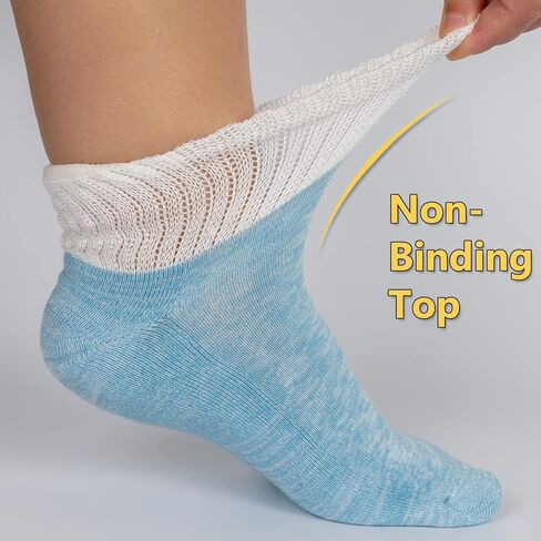 6 أزواج من جوارب الكاحل من الخيزران لمرضى السكري مع مقدمة بدون خياطة وجزء علوي غير مربوط، نعل مبطن للنساء والرجال من BampooPanPa in Kuwait