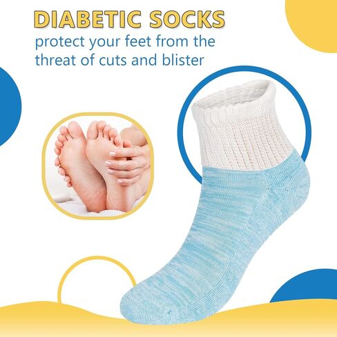 6 أزواج من جوارب الكاحل من الخيزران لمرضى السكري مع مقدمة بدون خياطة وجزء علوي غير مربوط، نعل مبطن للنساء والرجال من BampooPanPa in Kuwait