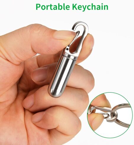 Small Pill Box Keychain, Titanium Mini Portable Pill Organizer Case Container for Purse,Waterproof Metal Pocket Pill Holder Medicine Bottle for Outdoor Camping Travel in Kuwait