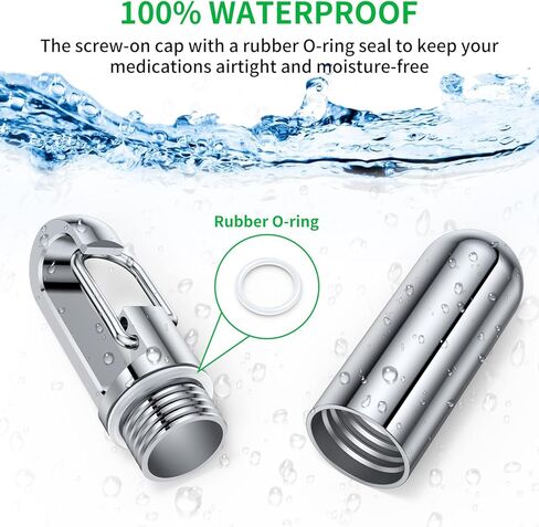 Small Pill Box Keychain, Titanium Mini Portable Pill Organizer Case Container for Purse,Waterproof Metal Pocket Pill Holder Medicine Bottle for Outdoor Camping Travel in Kuwait