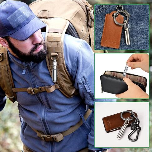 Small Pill Box Keychain, Titanium Mini Portable Pill Organizer Case Container for Purse,Waterproof Metal Pocket Pill Holder Medicine Bottle for Outdoor Camping Travel in Kuwait