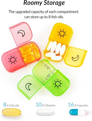 Stylish ZIKEE Weekly Pill Organizer 2 Times a Day, Pill Box 7 Day with Soft Peach-Skin Fabric & Detachable Handle for Travel, Pill Case for Vitamin/Fish Oil/Medicine/Supplements (Pink) in Kuwait