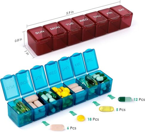 كونونيا شهريًا، 4 عبوات منظم حبوب منع الحمل الصغيرة الأسبوعية، صندوق حبوب السفر، علب حبوب صغيرة in Kuwait