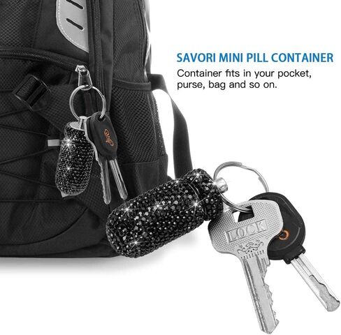 Portable Pill Case Pill Container Waterproof Pill Holder with Keychain Bling Pill Box Medicine Dispenser Bottle Storage for Outdoor Camping Travel (AB Color) in Kuwait